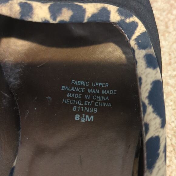 Naturalizer Black Fabric Mule w/ Animal Print Trim & Patent Leather Heels Sz 8.5 - Picture 5 of 9